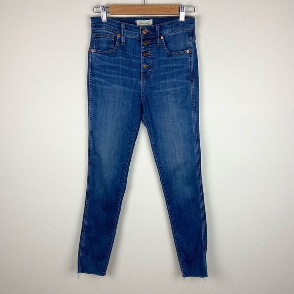 Madewell 10” High-Rise Skinny Button-Fly Raw Hem Jeans - Picture 2 of 8